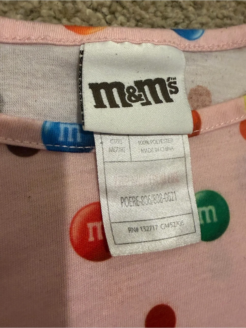 m&m's Pink Girls' Pajama Set - Short Sleeve Top & Shorts size 7/8